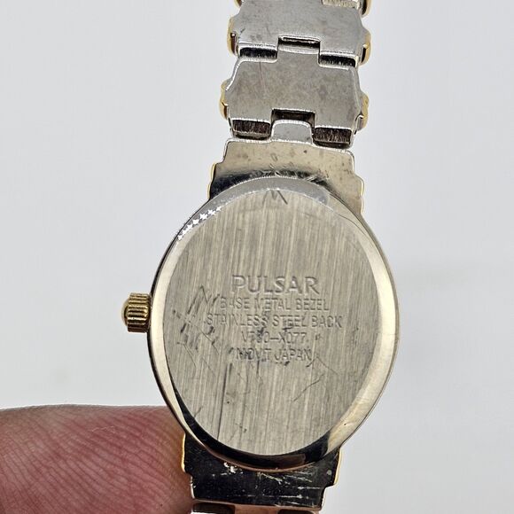 VTG Pulsar Women's Watch 19MM White Dial Two Tone Bracelet Band 7" New Battery - Picture 6 of 14
